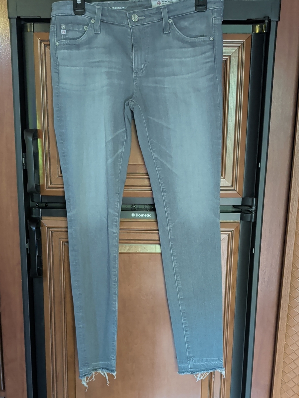 Ag Adriano Goldschmied Gray Skinny Leggings with Frayed Hem